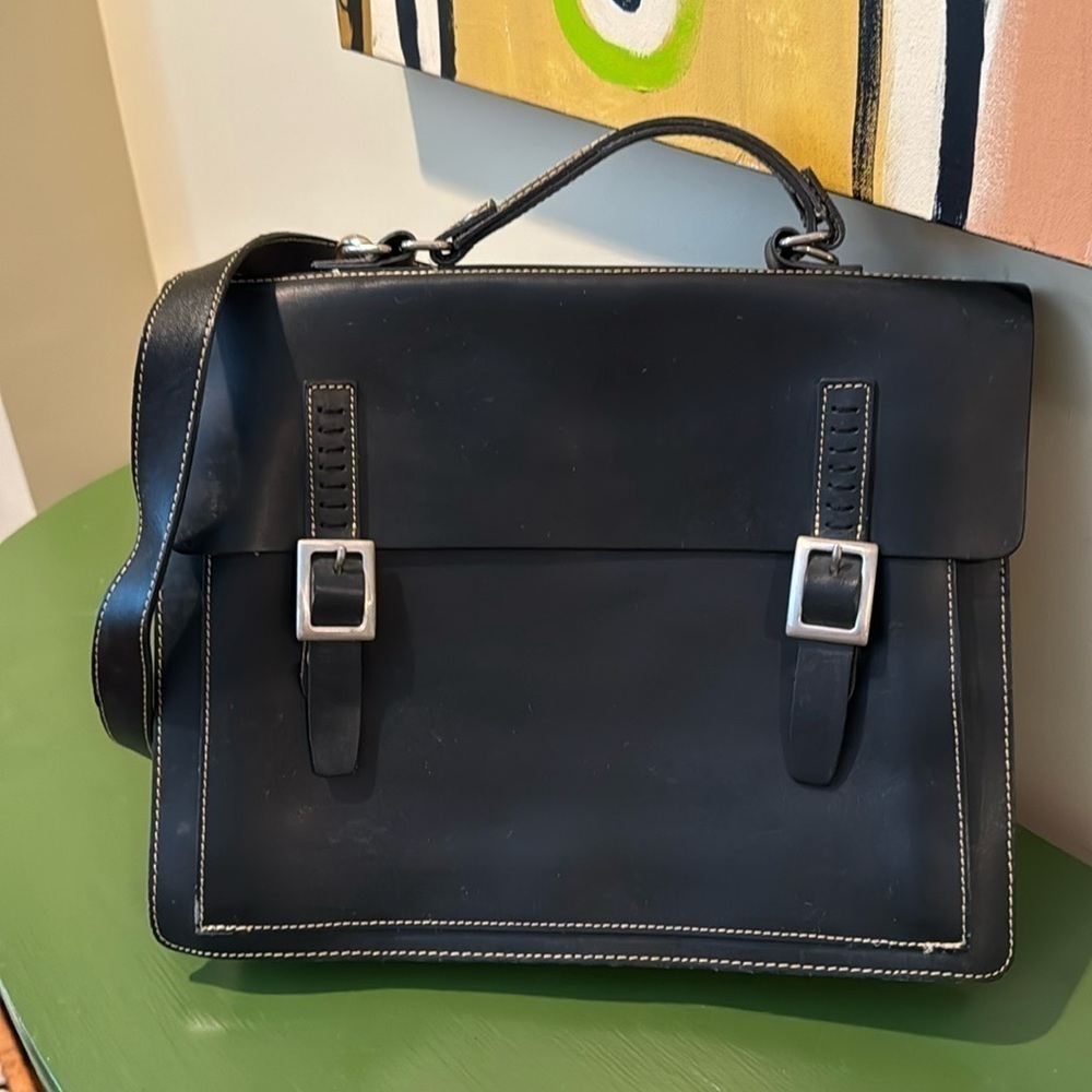 Francesco Biasia black genuine leather Unisex briefcase made in Italy